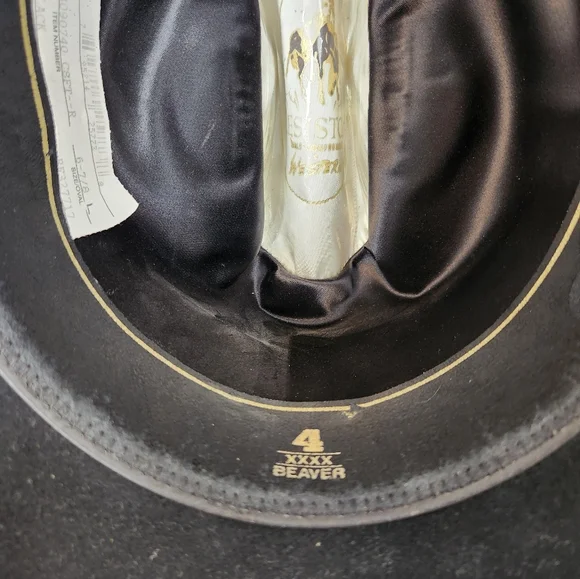 Vintage Resistol 4X Beaver Black Felt Cowboy Hat, Self Conforming, Oval, 6 7/8 - Picture 8 of 10